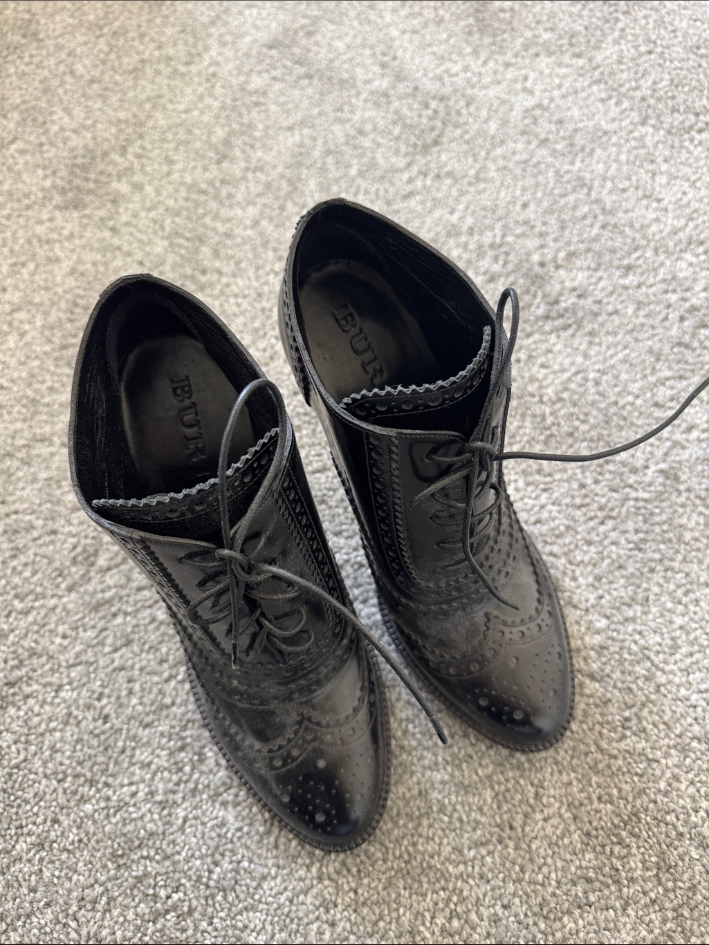 Black Brogue Lace-Up Ankle Boots